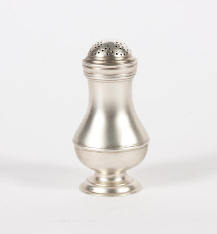 A George II silver bun top pepper By Joseph Clare I, London, 1733, the cover unmarked,