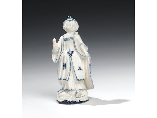 An important Caughley figure of a girl wearing Turkish costume, circa 1790