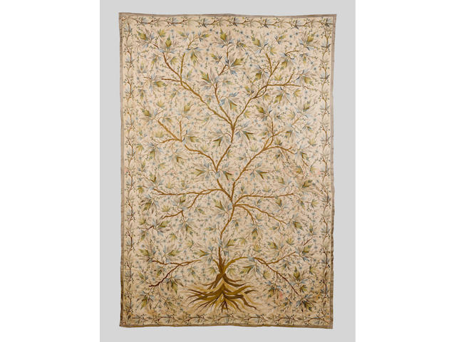 An Ottoman embroidered silk Panel Turkey, 18th Century