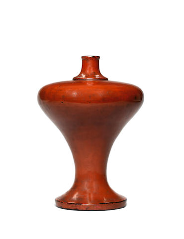 A Negoro lacquer heishi (bottle vase) Late Muromachi Period