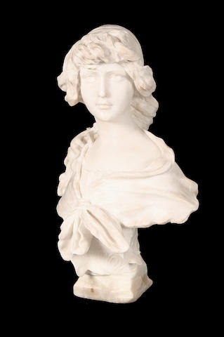 An early 20th century French alabaster bust of a girl by Morin