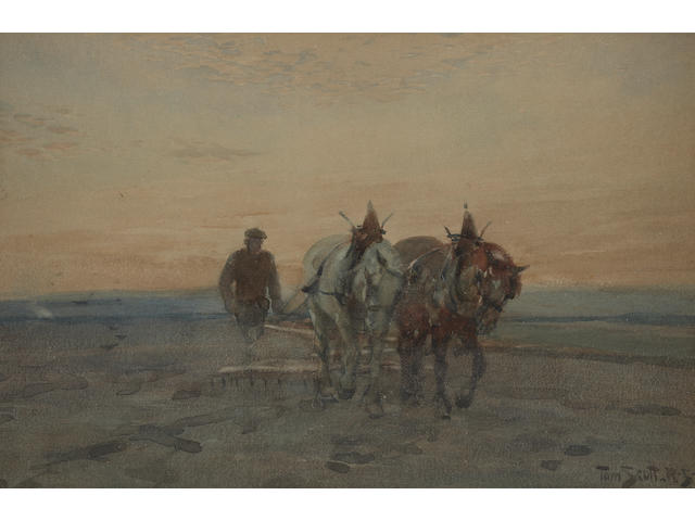 Tom Scott, RSA (British, 1859-1927) Ploughing, evening