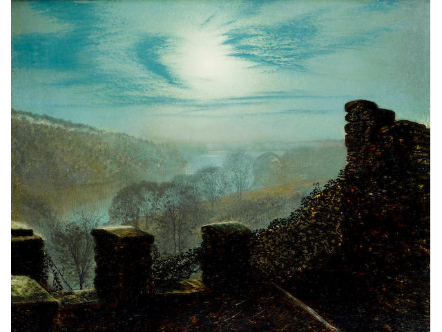 John Atkinson Grimshaw (British, 1836-1893) Full moon, Roundhay Park Castle