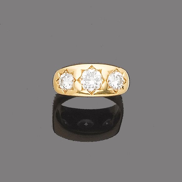 A diamond three-stone ring