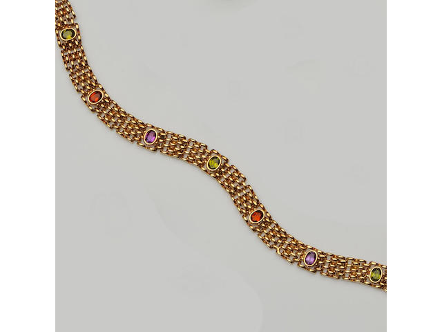 A multi gem set necklace