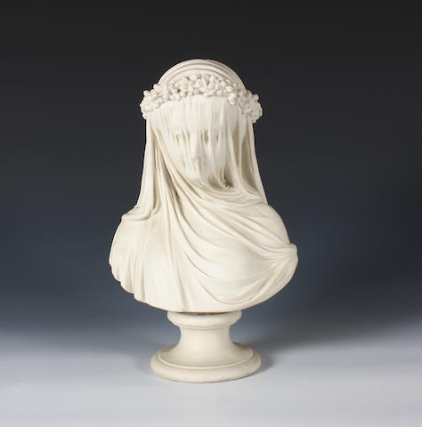 A Copeland parian bust of 'The Veiled Bride' Circa 1861-65