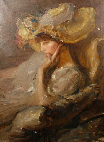 Albert de Belleroche (British, 1864-1944) 'La Femme au Chapeau Jaune'