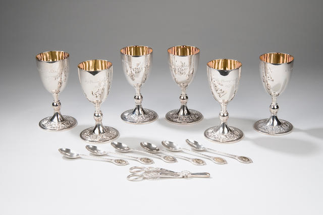 A set of six modern silver Jubilee goblets Roberts & Belk, Sheffield 1977  (13)