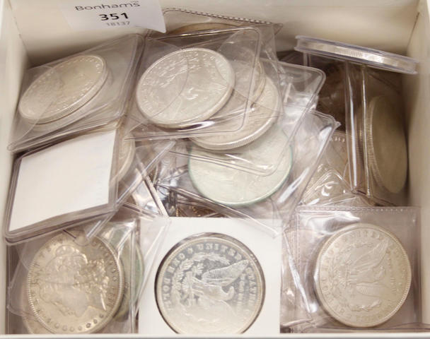 Approximately seventy five United States of America silver Dollar coins