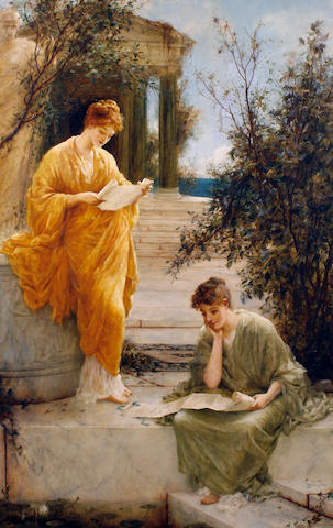 Henry Thomas Schafer, RBA (British, 1854-1915) Classical women reading by a temple