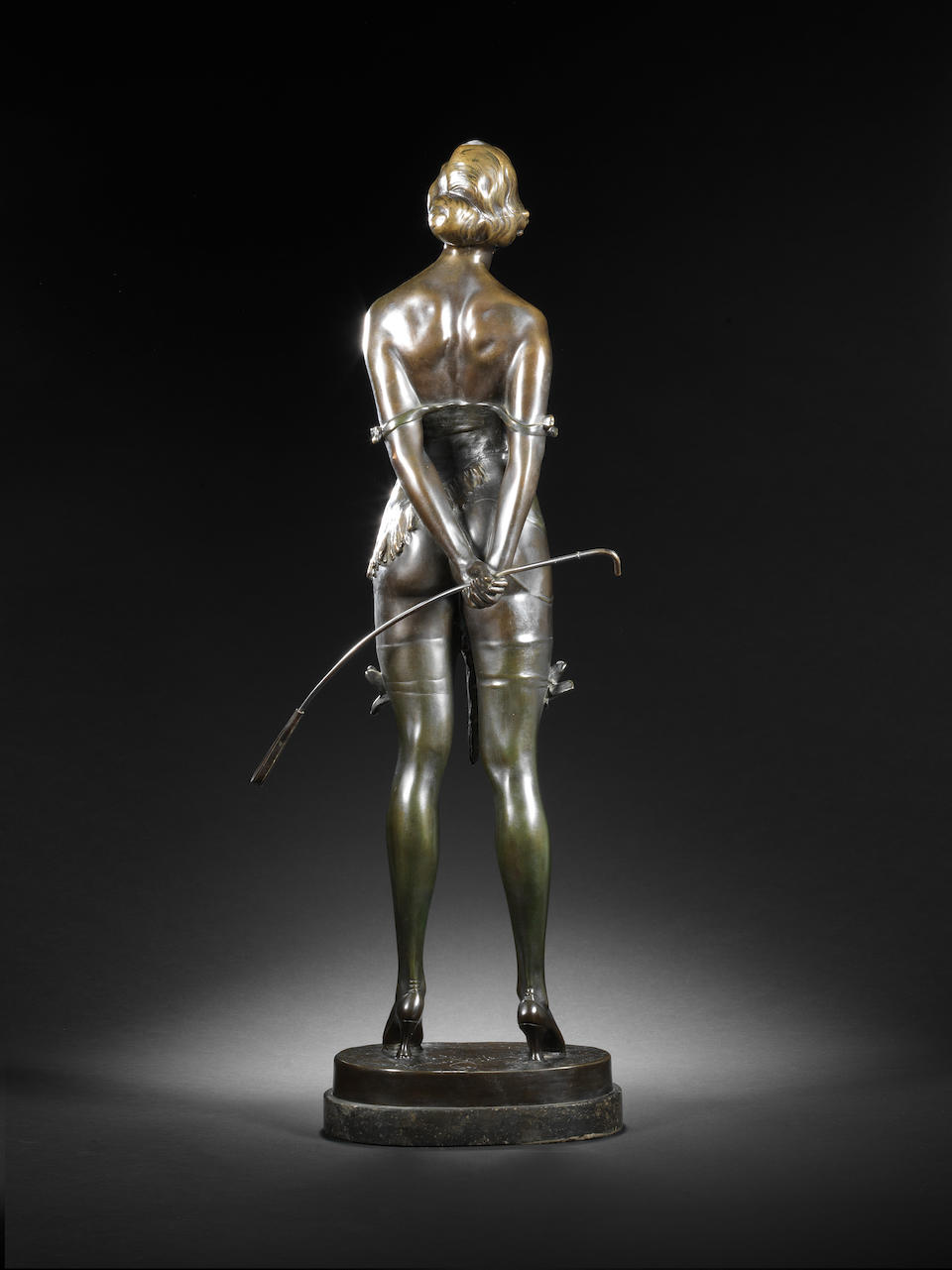 Bruno Zach 'The Riding Crop' a Large and Impressive Patinated Bronze Female, circa 1925