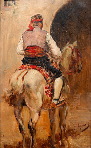 Joaqu&#237;n Agrasot y Juan (Spanish, 1837-1919) A Picador on a grey horse
