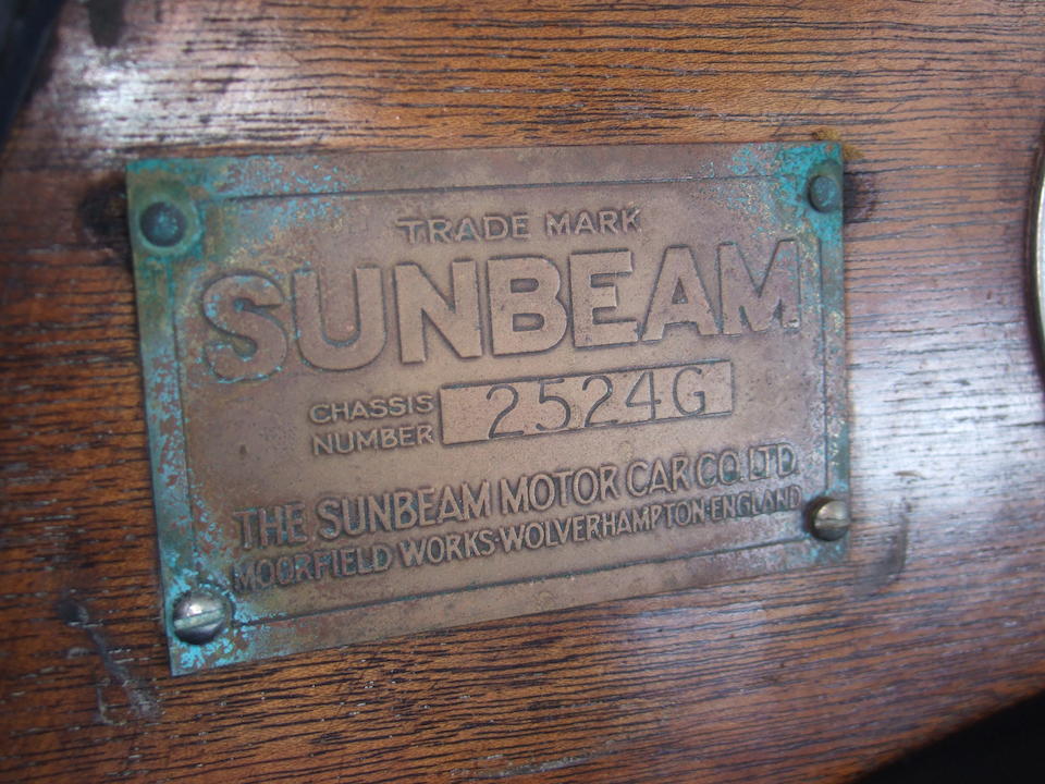 1928 Sunbeam 20.9 HP Light Sports Tourer  Chassis no. 2524G Engine no. 2522G