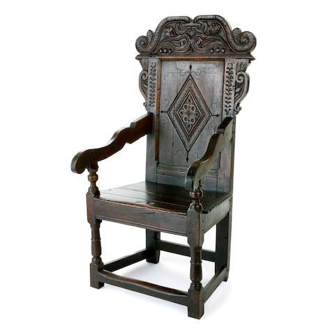 A 17th century oak wainscot chair