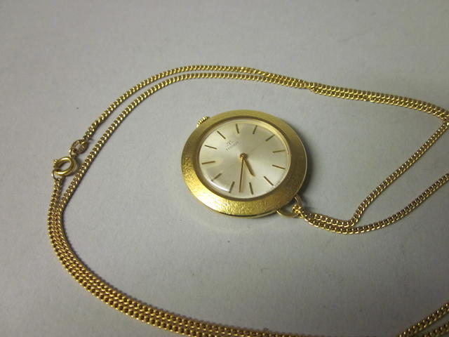 Tissot: A lady's fob watch and chain,