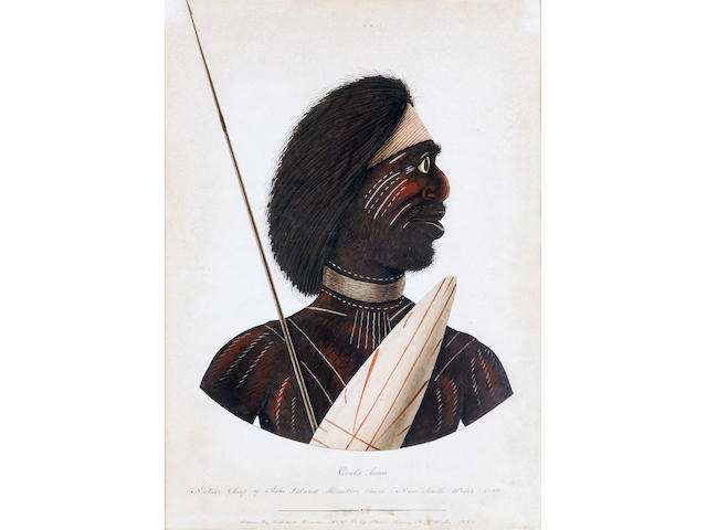 Richard Browne (Irish, 1776-1824) Coola-benn, Native Chief of Ashe Island Hunters River, New South Wales 1820