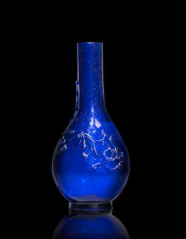 A blue glass 'chilong' vase Qing dynasty, 18th century
