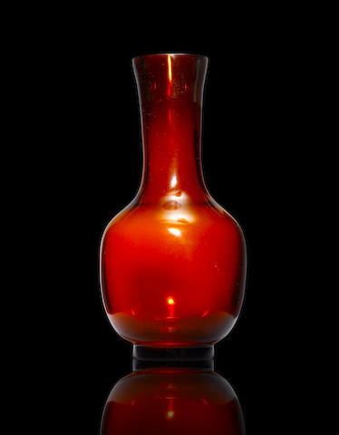A fine large amber glass vase Qianlong four-character wheel-cut mark and of the period