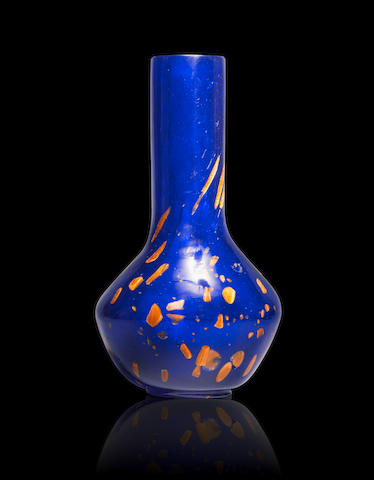 A blue glass 'aventurine-imitation' bottle vase Qing dynasty, 18th century