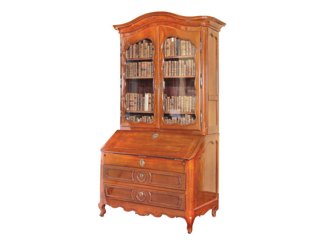 A French provincial 18th century Louis XV mahogany bureau bookcase Probably Bordeaux,