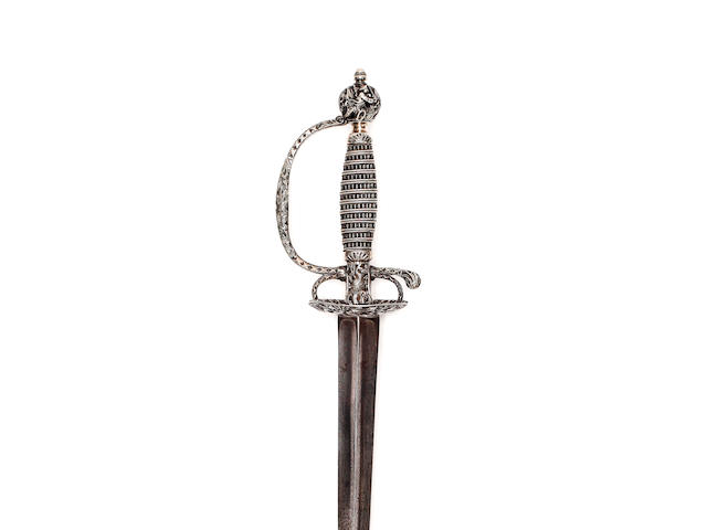 A Scarce Silver Hilted Small Sword For A Naval Officer