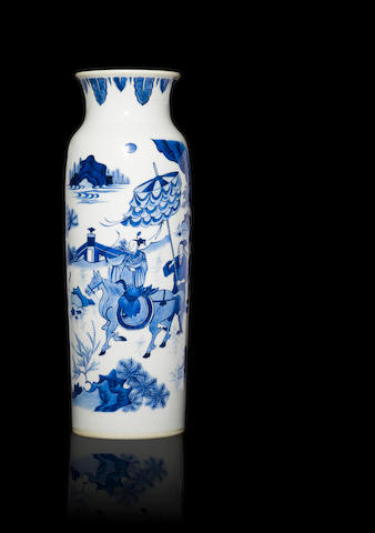 An exceptional blue and white sleeve vase Shunzhi