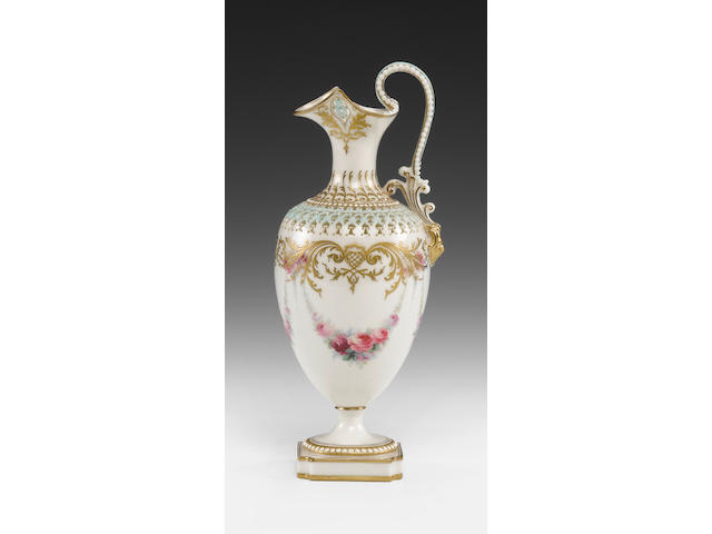 A fine Royal Worcester reticulated ewer by George Owen and Harry Chair, dated 1897
