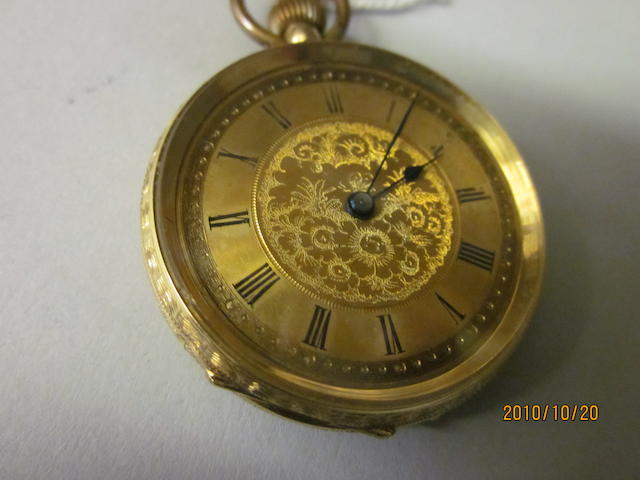 A Swiss 18 carat gold fob watch,