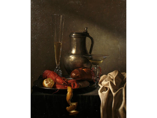 Jan Hendrik Eversen (Dutch, 1906-1995) Still life with lobster and wine