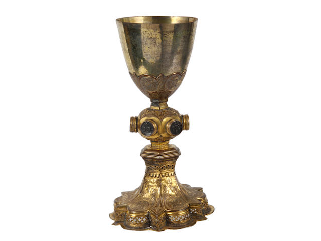 A Continental copper-gilt chalice