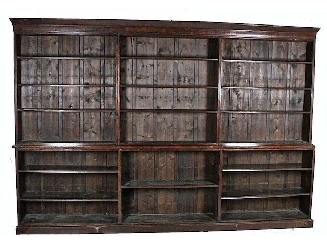 A late Victorian mahogany large open bookcase