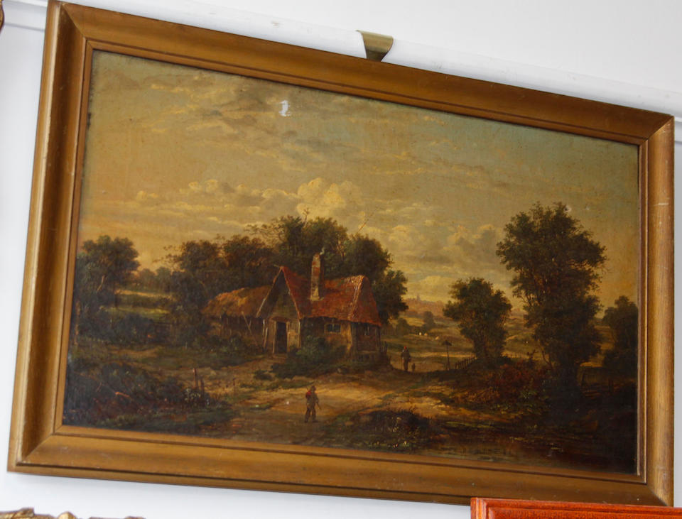 English School (19th Century) Cottage in a landscape; and companion