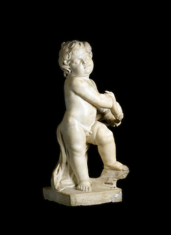 A Roman 17th century marble figure of the young Hercules wrestling a snake