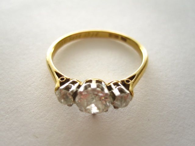A diamond three-stone ring