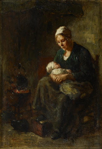 Bernard de Hoog (Dutch, 1867-1943) 'By the fireside'