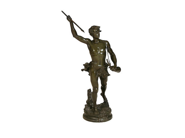 Adrien-Etienne Gaudez, French (1845-1902) A large bronze figure of Acteon