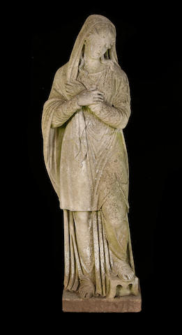 A Victorian life size carved marble figure of a maiden