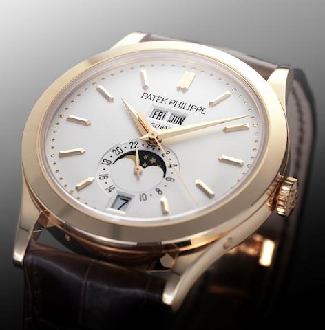 Patek Philippe. A fine 18ct pink gold automatic wristwatch with moonphaseRef:5396R, Case No.4505592, Movement No.5525034, Sold 14 July 2010