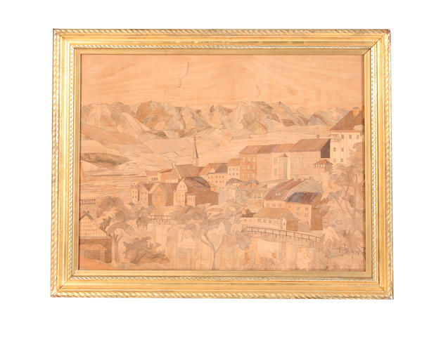 A Continental framed marquetry panel