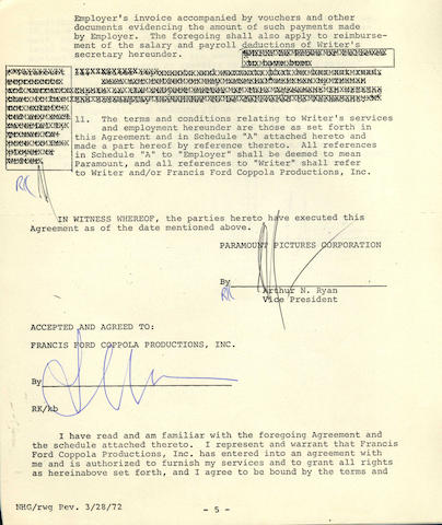 An autographed contract relating to 'The Great Gatsby',