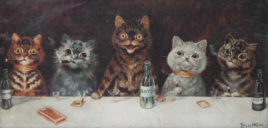 Louis Wain (British, 1860-1939) The bachelor party image 1