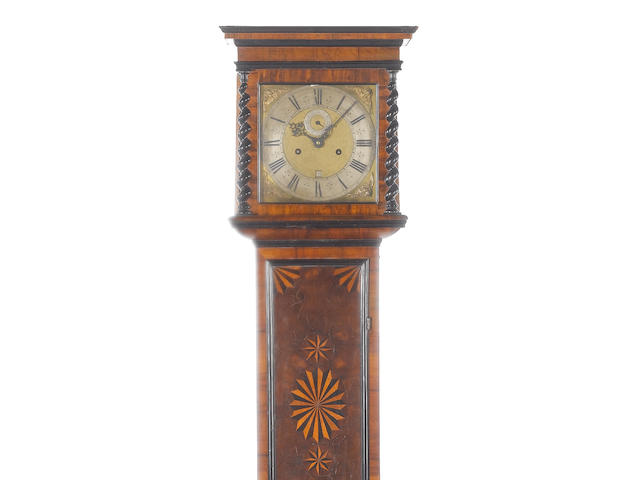 A fine late 17th century walnut, ebony and boxwood parquetry inlaid longcase clock with ten inch dial