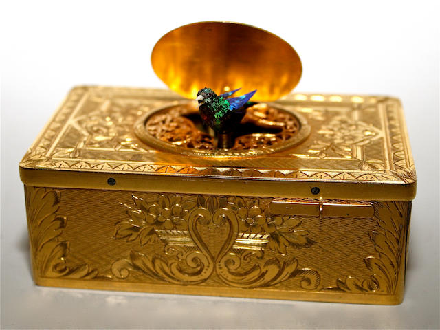 A gilt metal singing bird box, by Bontems, circa 1900,