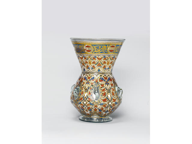 A large enamelled glass Mosque Lamp 20th Century