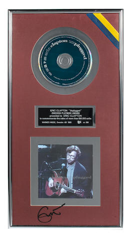 A Swedish presentation sales award for the Reprise Records LP 'UNPLUGGED', ifpi certified &#8211; Presented to ERIC CLAPTON,
