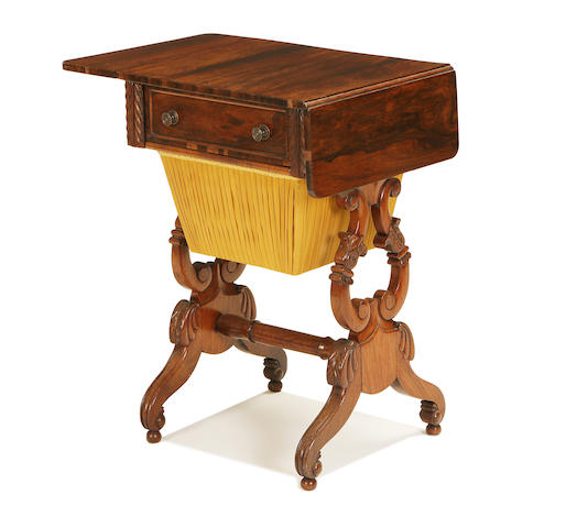 An early 19th century rosewood Pembroke work table