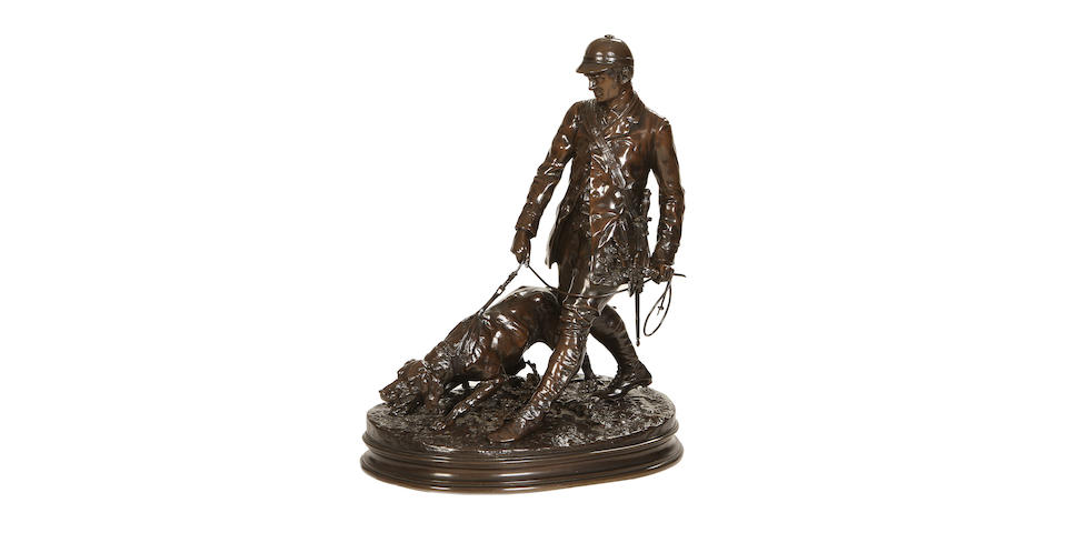 After Pierre-Jules M&#234;ne, French (1810-1879) An early 20th century bronze figure of a hunter Valet de Limiercast by Susse Fres