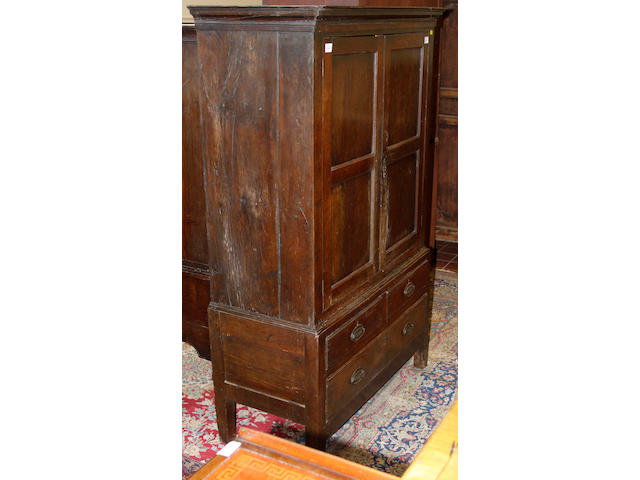 A George III oak press cupboard,