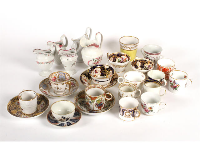 A collection of teacups, bowls and saucers 18th century and later