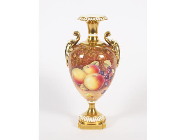 A Royal Worcester fruit painted vase by John Reed Circa 1970-75.